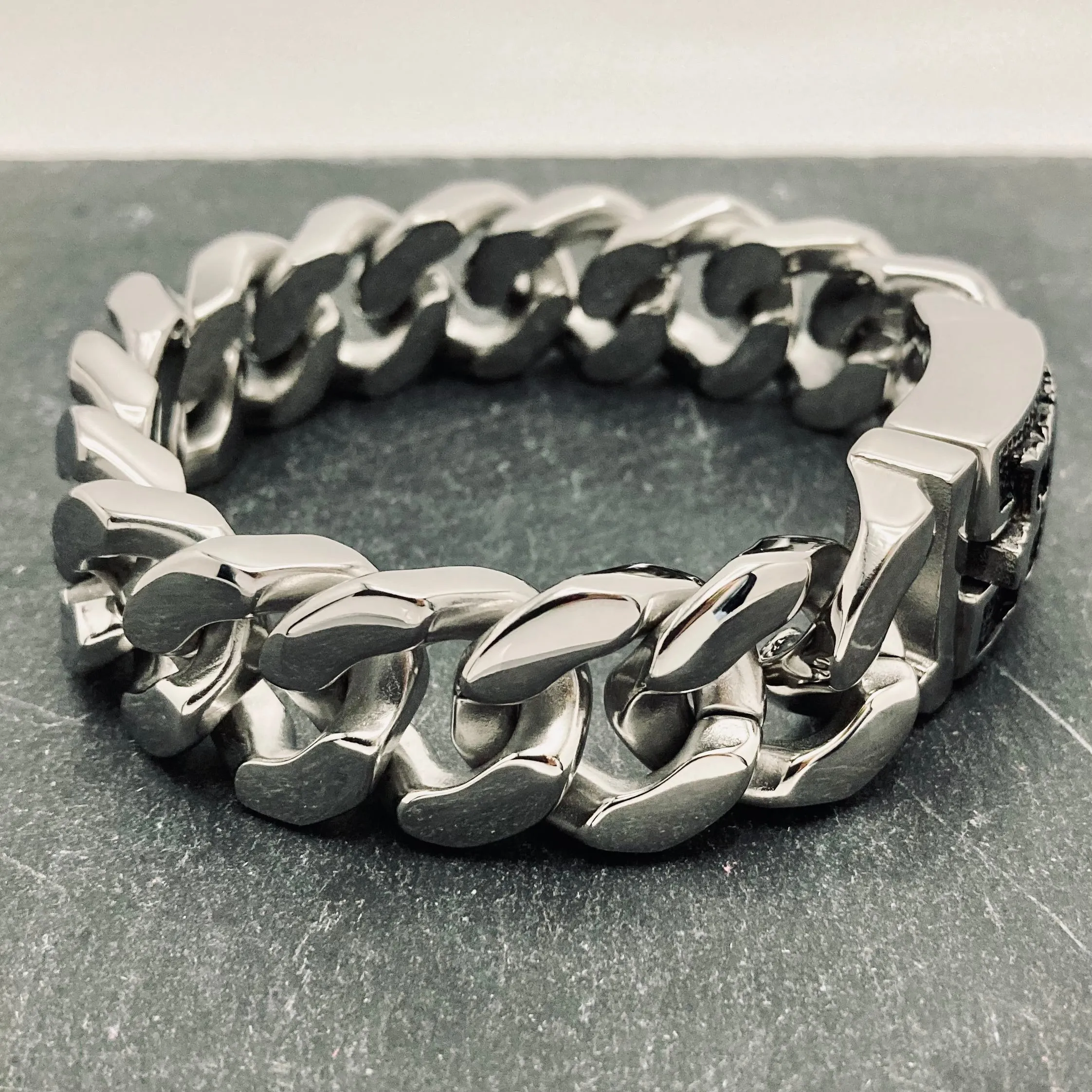Bagger Bracelet - "EASY BIKER" - FTW Polished - 3/4" wide - B118