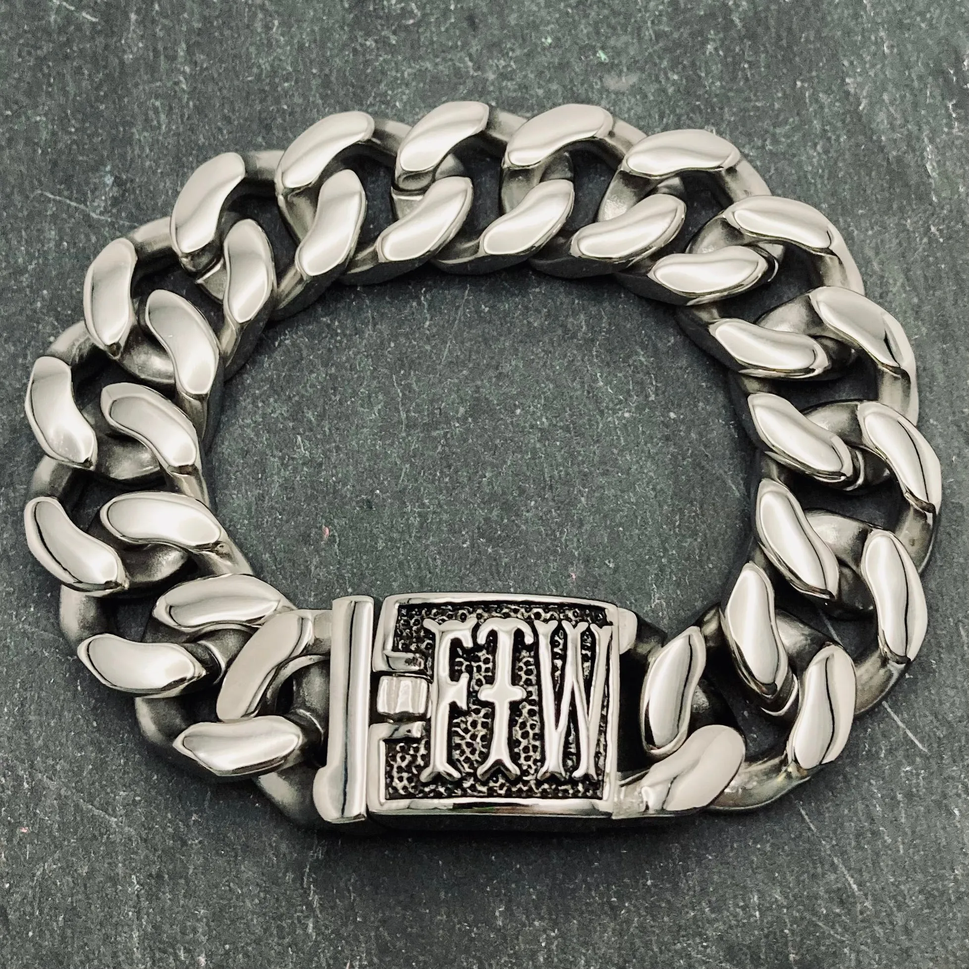 Bagger Bracelet - "EASY BIKER" - FTW Polished - 3/4" wide - B118