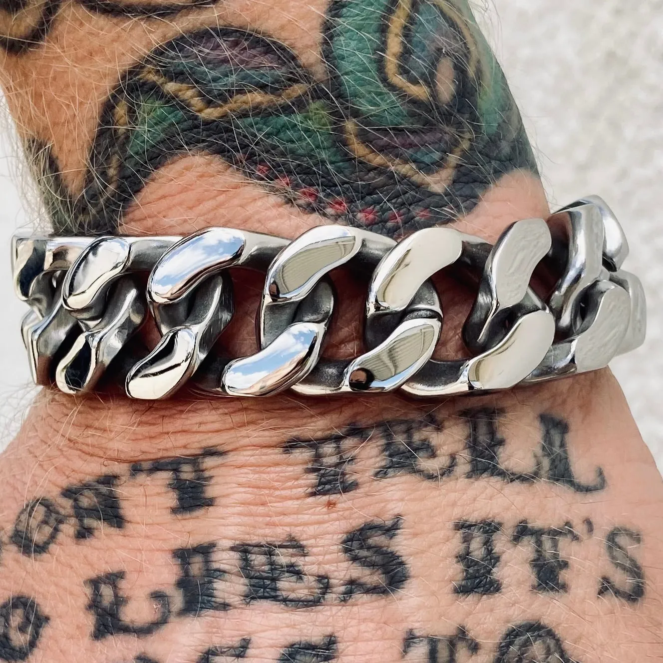 Bagger Bracelet - "EASY BIKER" - FTW Polished - 3/4" wide - B118