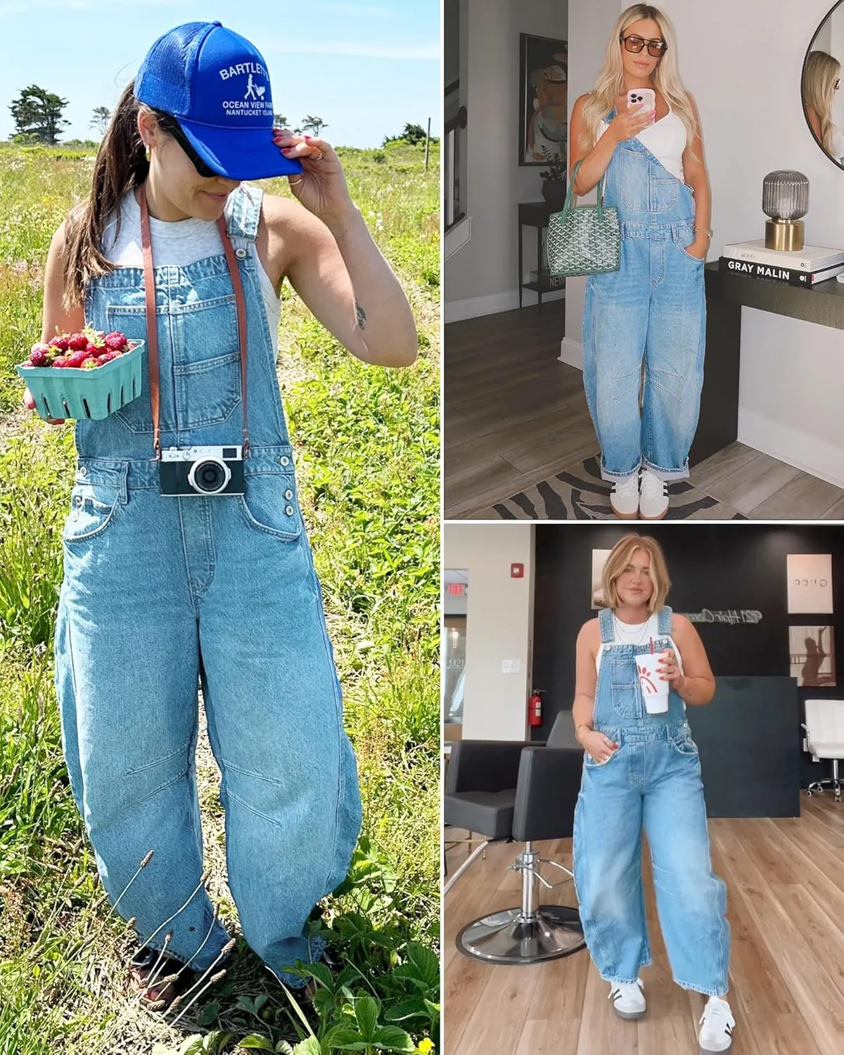 Barrel Overalls Denim Jumpsuits for Women Casual Loose Baggy Jeans Pants Sleeveless Bib Jumpers with Pockets