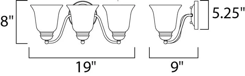 Basix 19" Polished Chrome Vanity Lighting Light with E26 Medium Incandescent