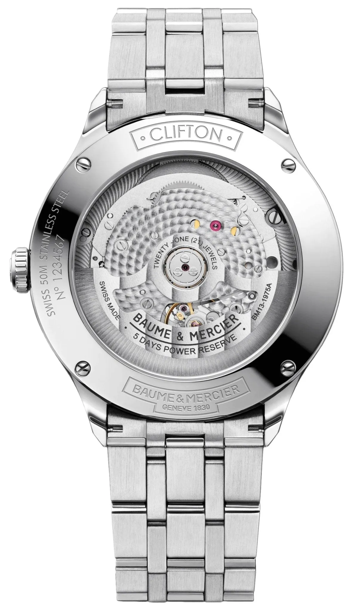 Baume & Mercier Clifton Baumatic COSC Automatic Stainless Steel White Dial Date Mens Watch M0A10505