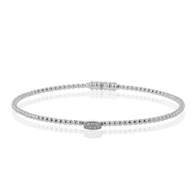 Beaded Bangle in 18k Gold with Diamonds