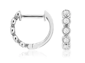 Bezel Set Diamond Huggie Earrings