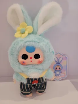 Blue Bunny with Blue & Yellow Striped Overalls (moving eyes) - Macaron by Baby Three