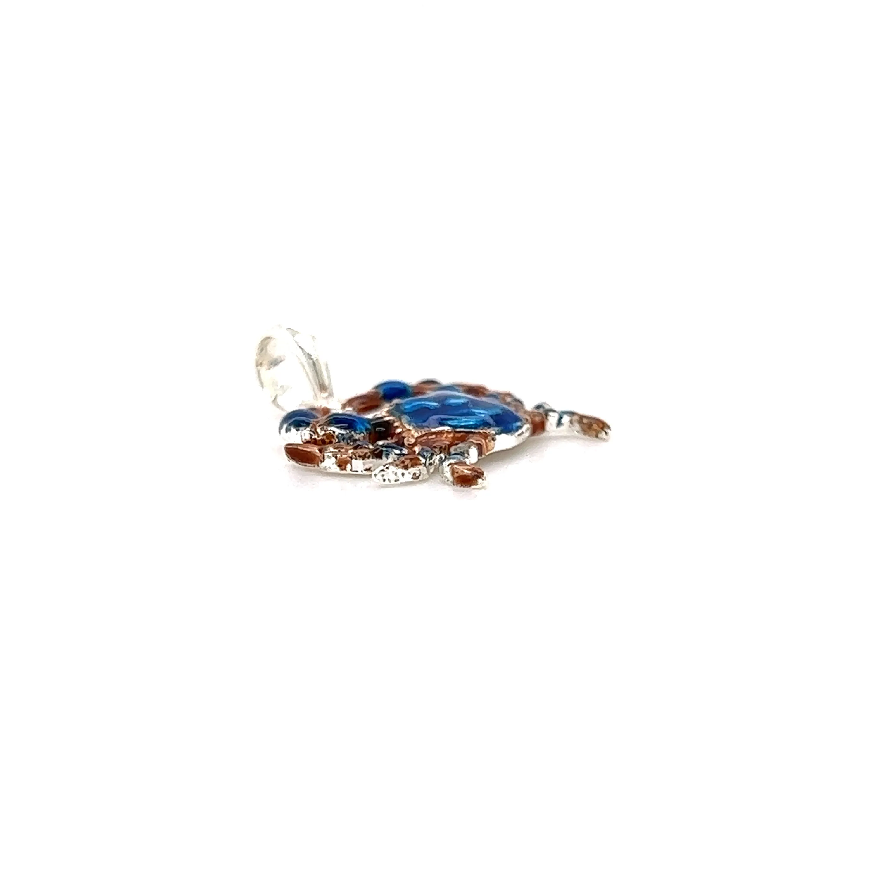 Blue Crab Small Pendant with Enameling in Sterling Silver