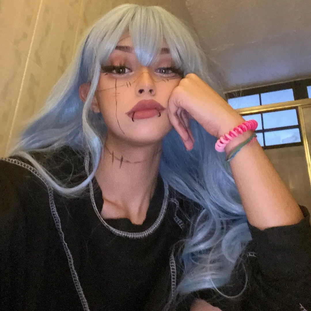 BLUE GRAY LONG STRAIGHT FLUFFY WIG KF50472