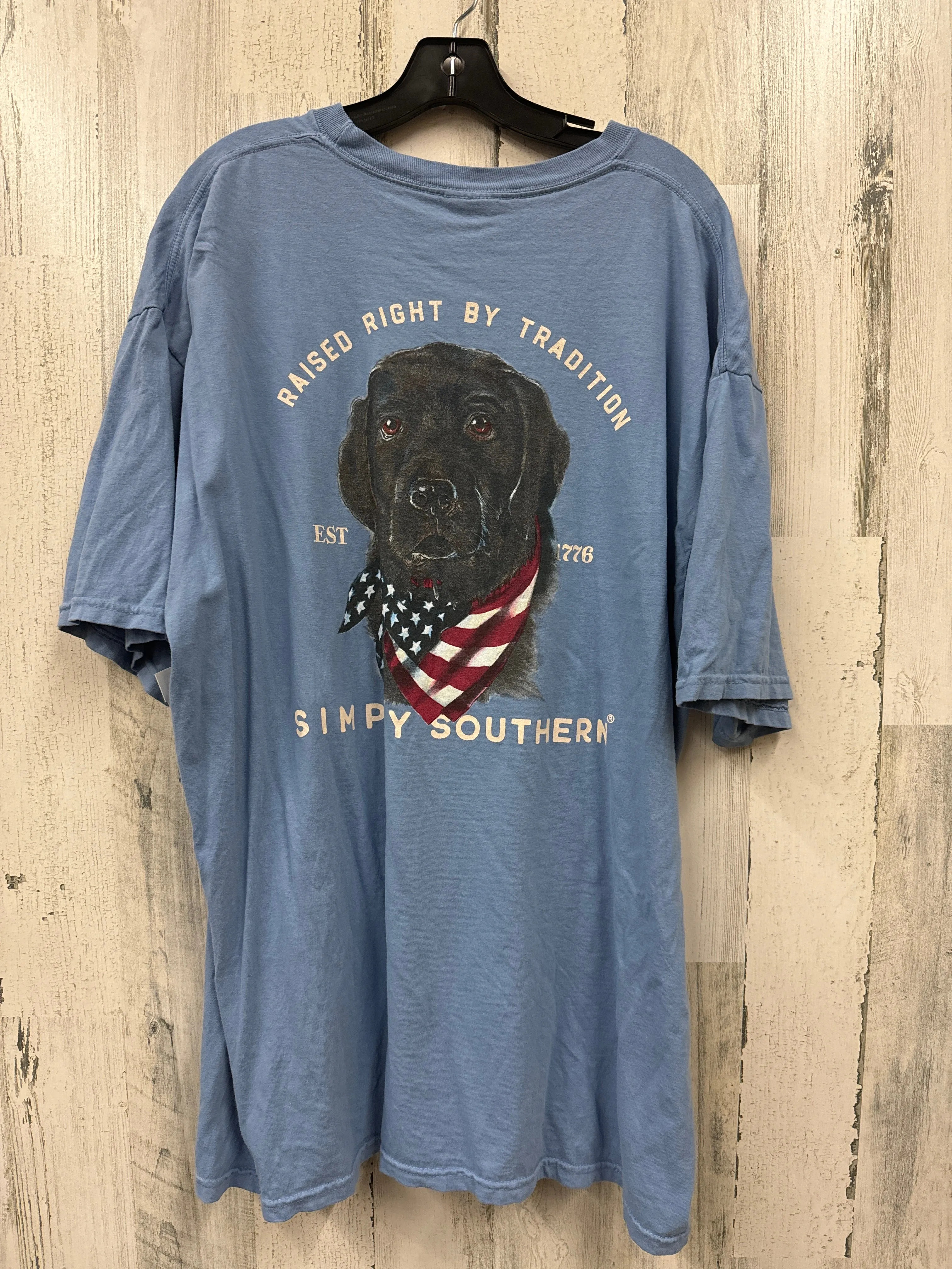 Blue Top Short Sleeve Simply Southern, Size 2x