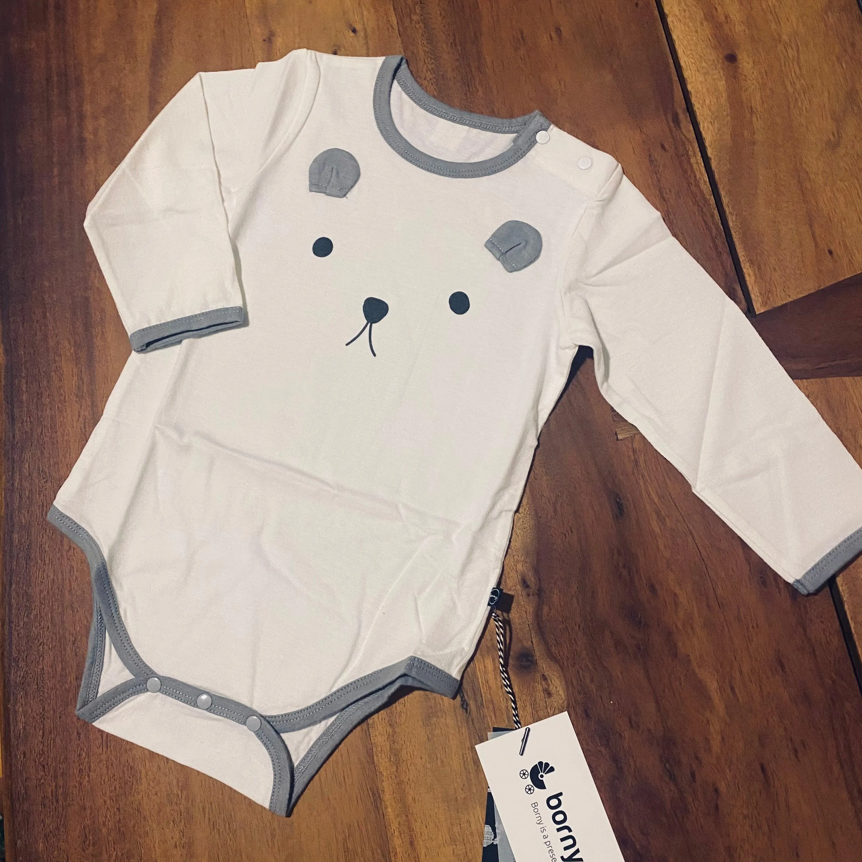 Borny Bodysuits Gray Bear