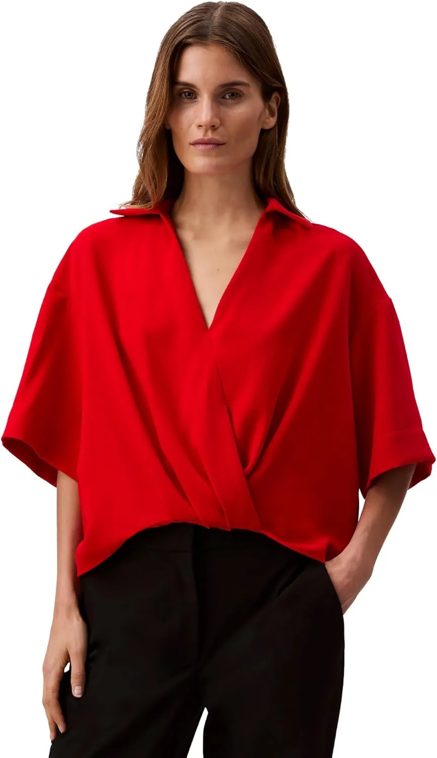 Calvin Klein Women's Crepe Printed Wrap Top