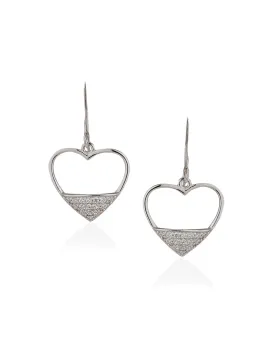 Carlton London 925 Sterling Silver Rhodium Plated Cz Heart Drop Earring For Women