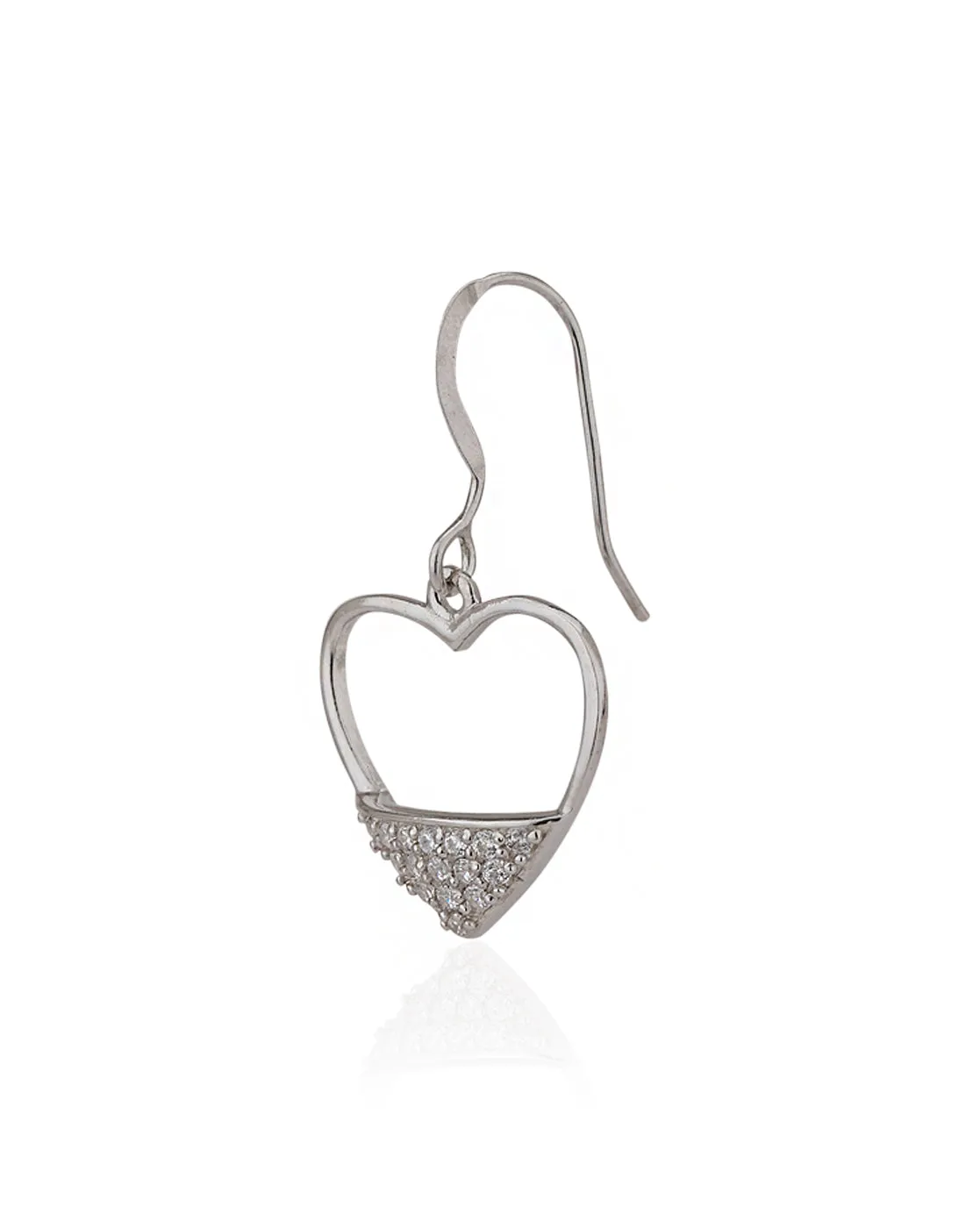 Carlton London 925 Sterling Silver Rhodium Plated Cz Heart Drop Earring For Women