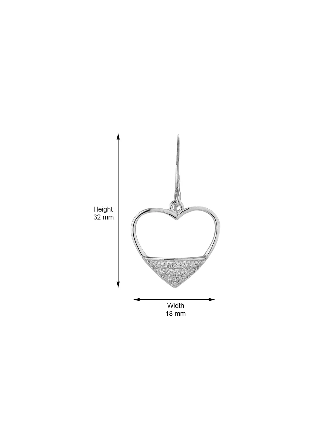 Carlton London 925 Sterling Silver Rhodium Plated Cz Heart Drop Earring For Women
