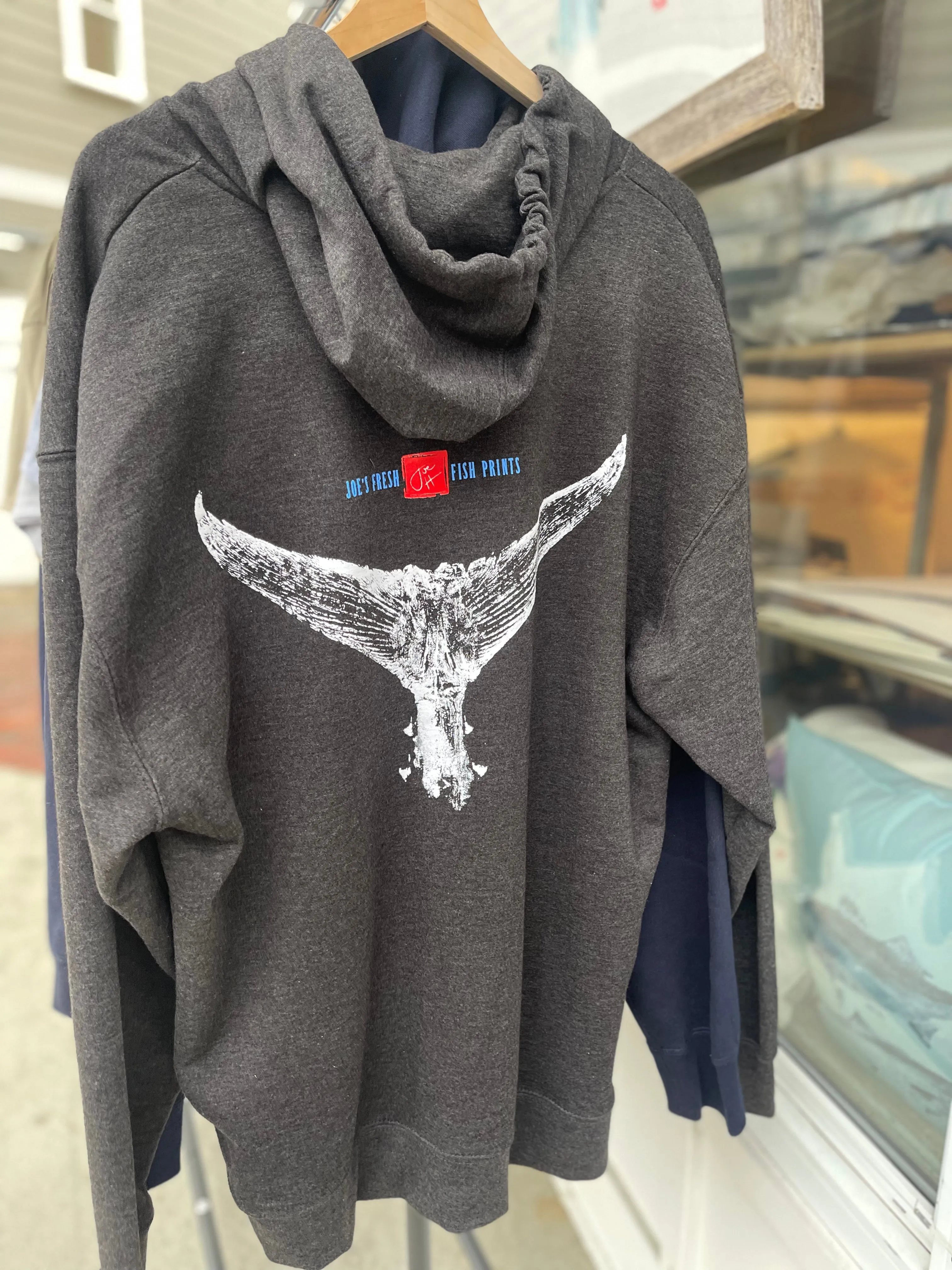 charcoal  gray embroidered hoodie