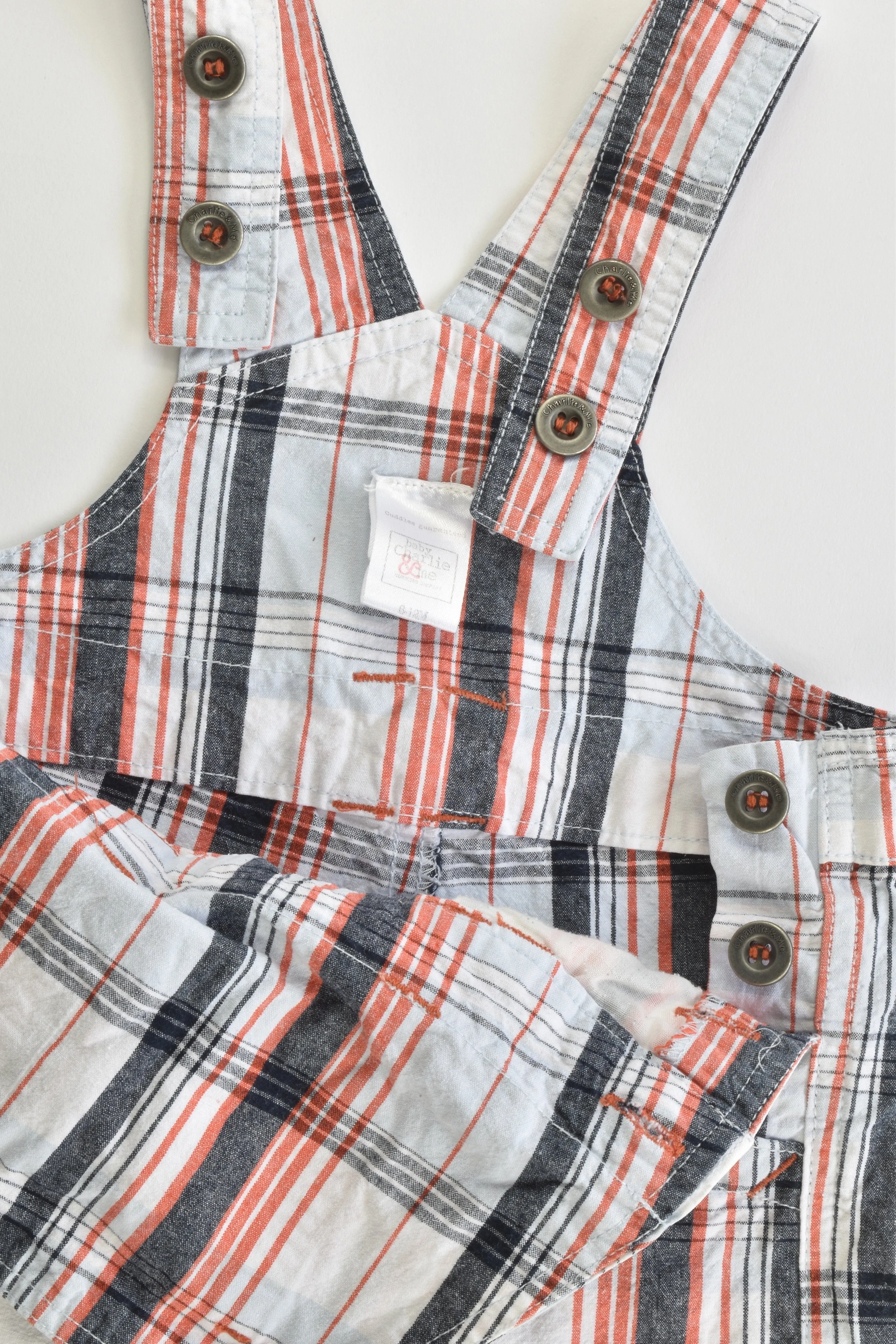 Charlie & Me Size 0 (6-12 months) Checked Overalls