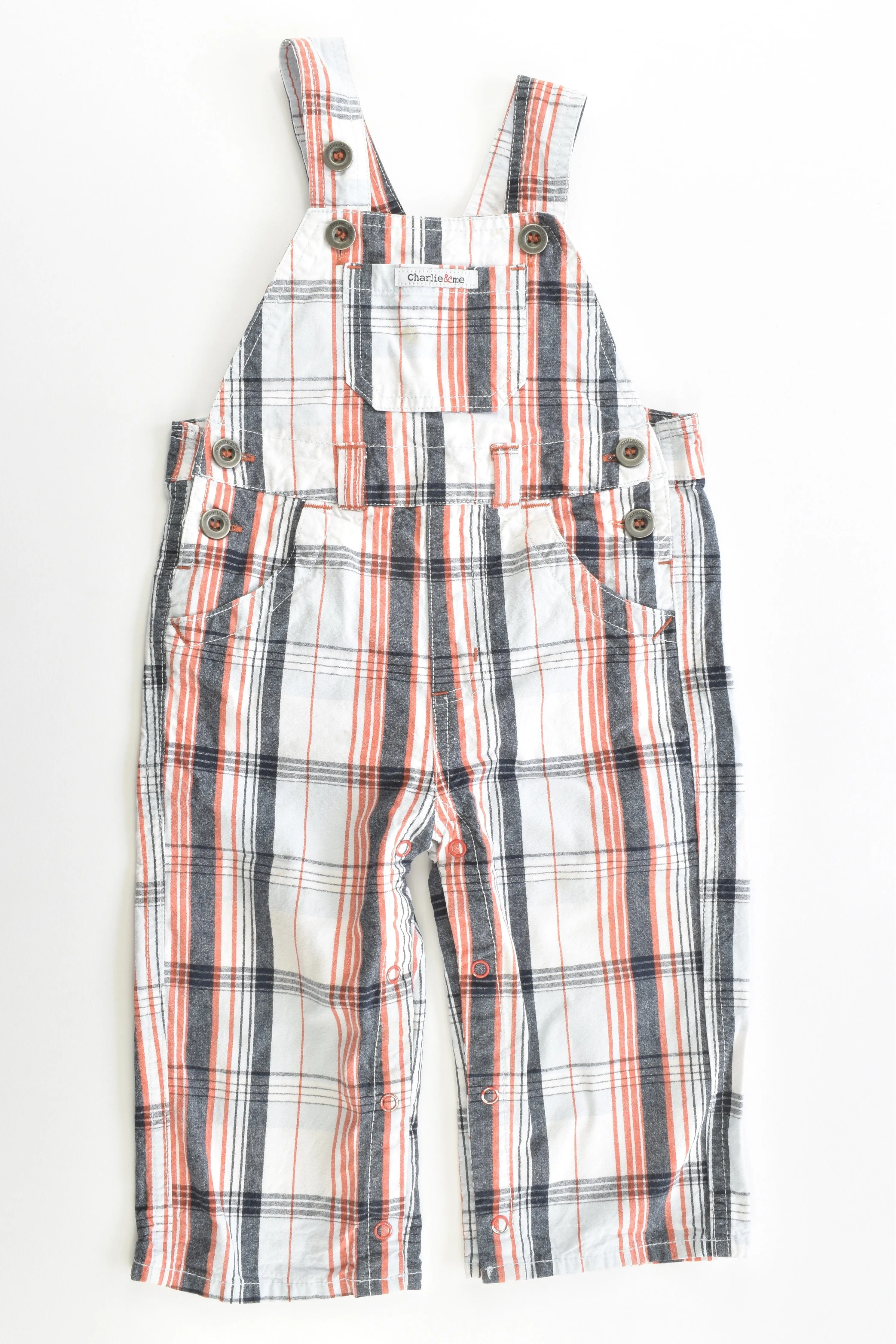 Charlie & Me Size 0 (6-12 months) Checked Overalls