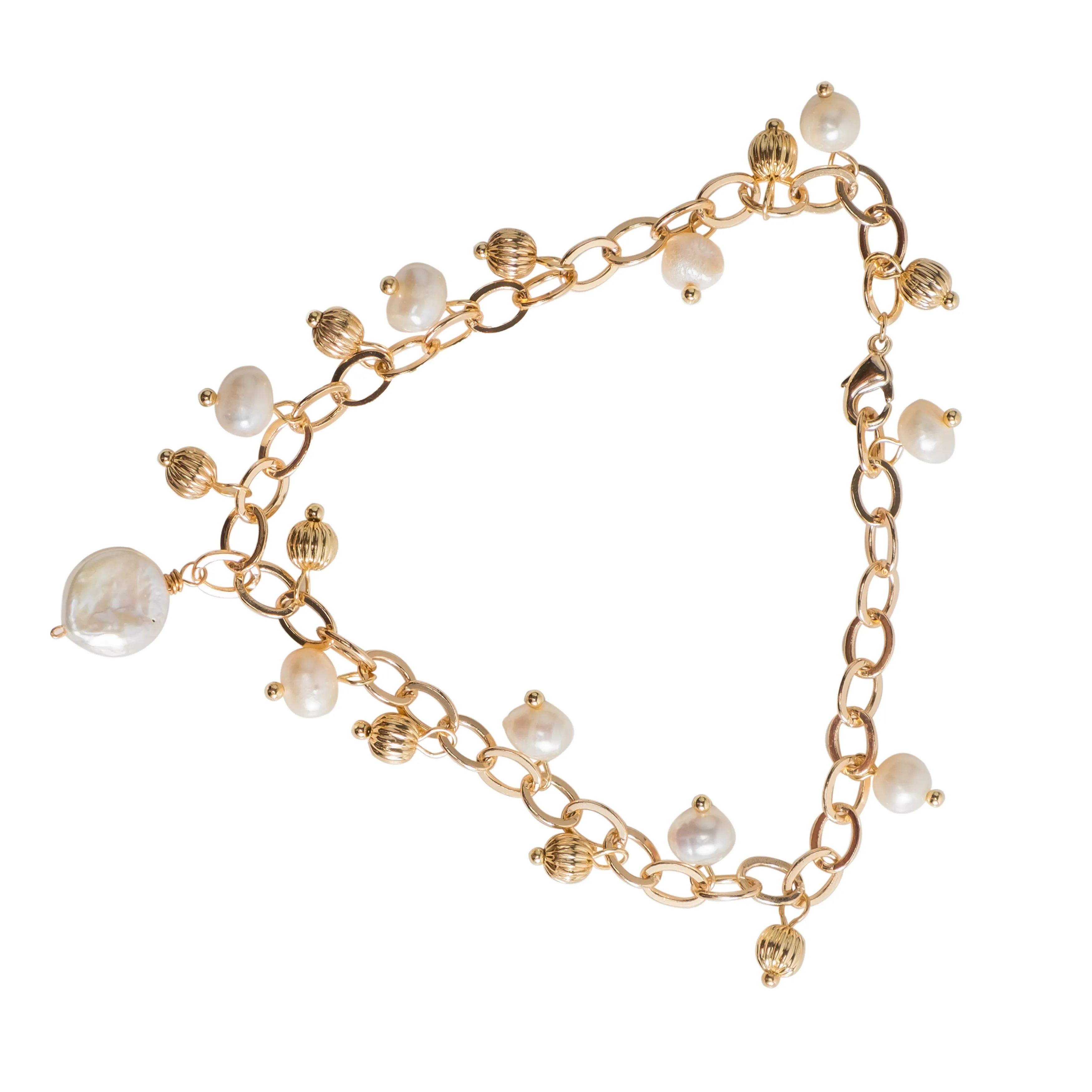 Chokore Link Chain Bracelet with White Freshwater Pearl