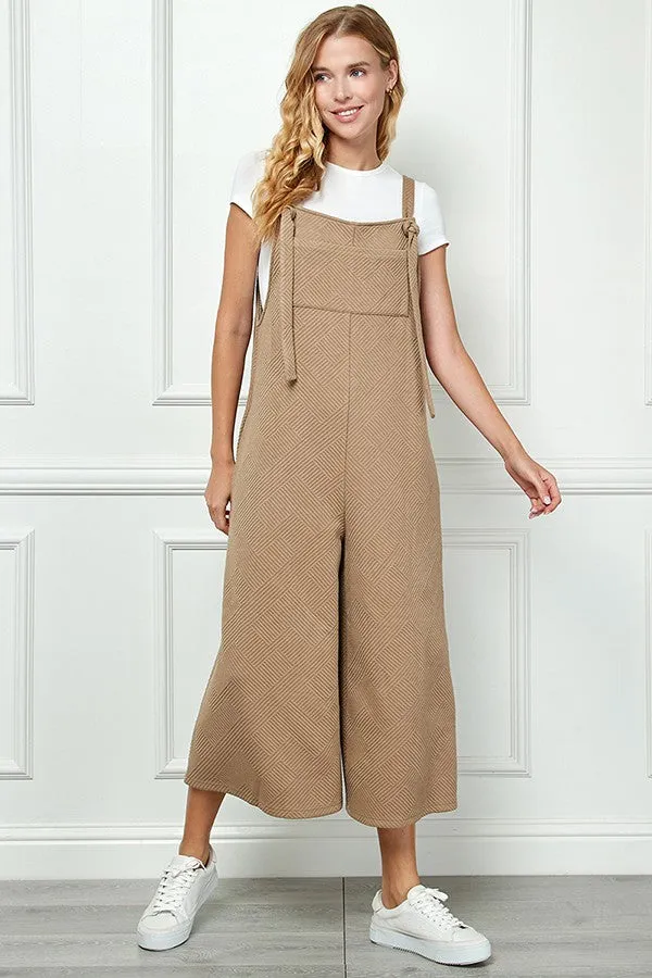 Daily Vibes Tan Cropped Overalls