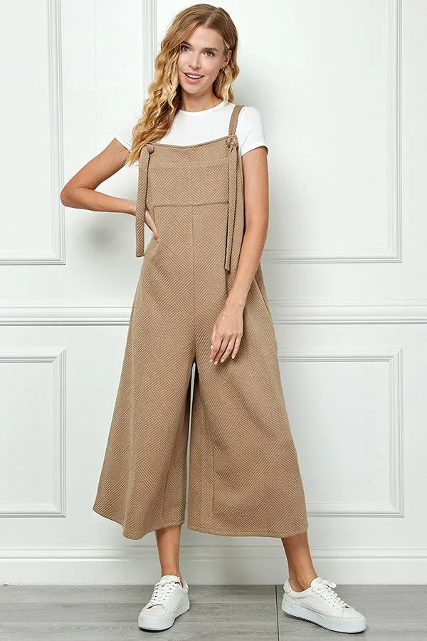 Daily Vibes Tan Cropped Overalls