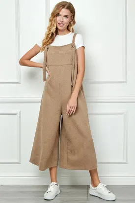 Daily Vibes Tan Cropped Overalls