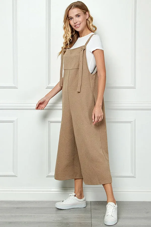 Daily Vibes Tan Cropped Overalls