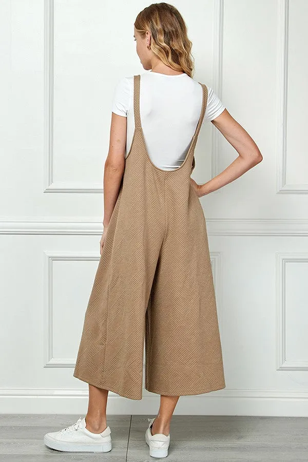 Daily Vibes Tan Cropped Overalls