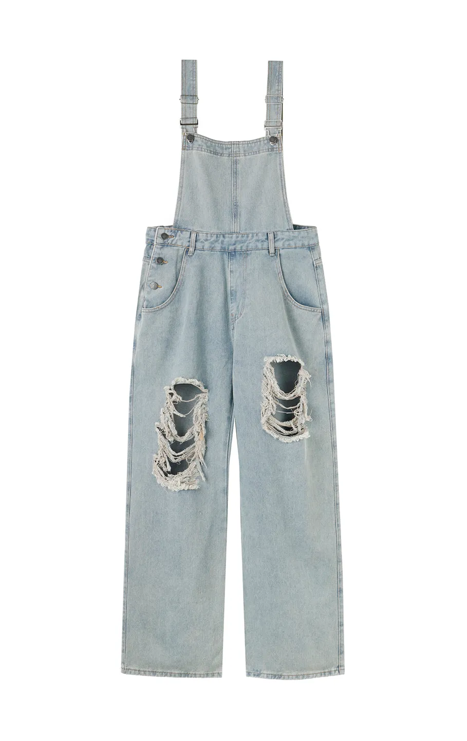 Damage denim salopette