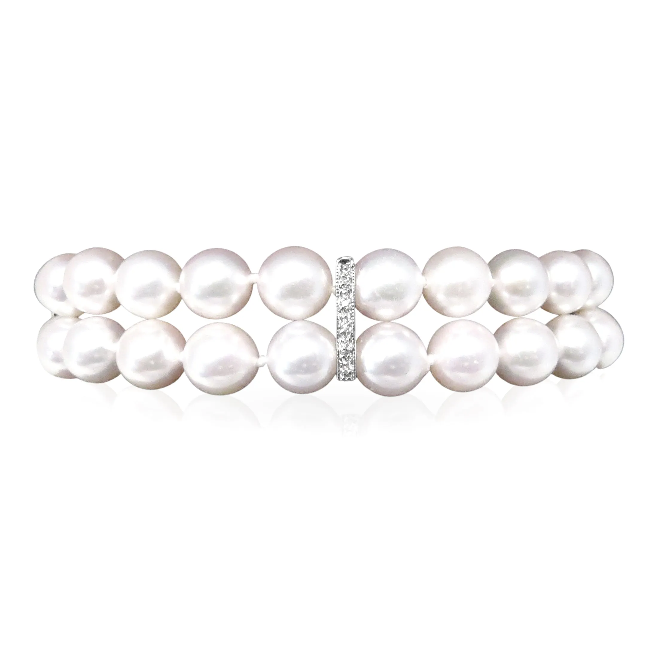 Diamond And Akoya Pearl Double Strand Bracelet