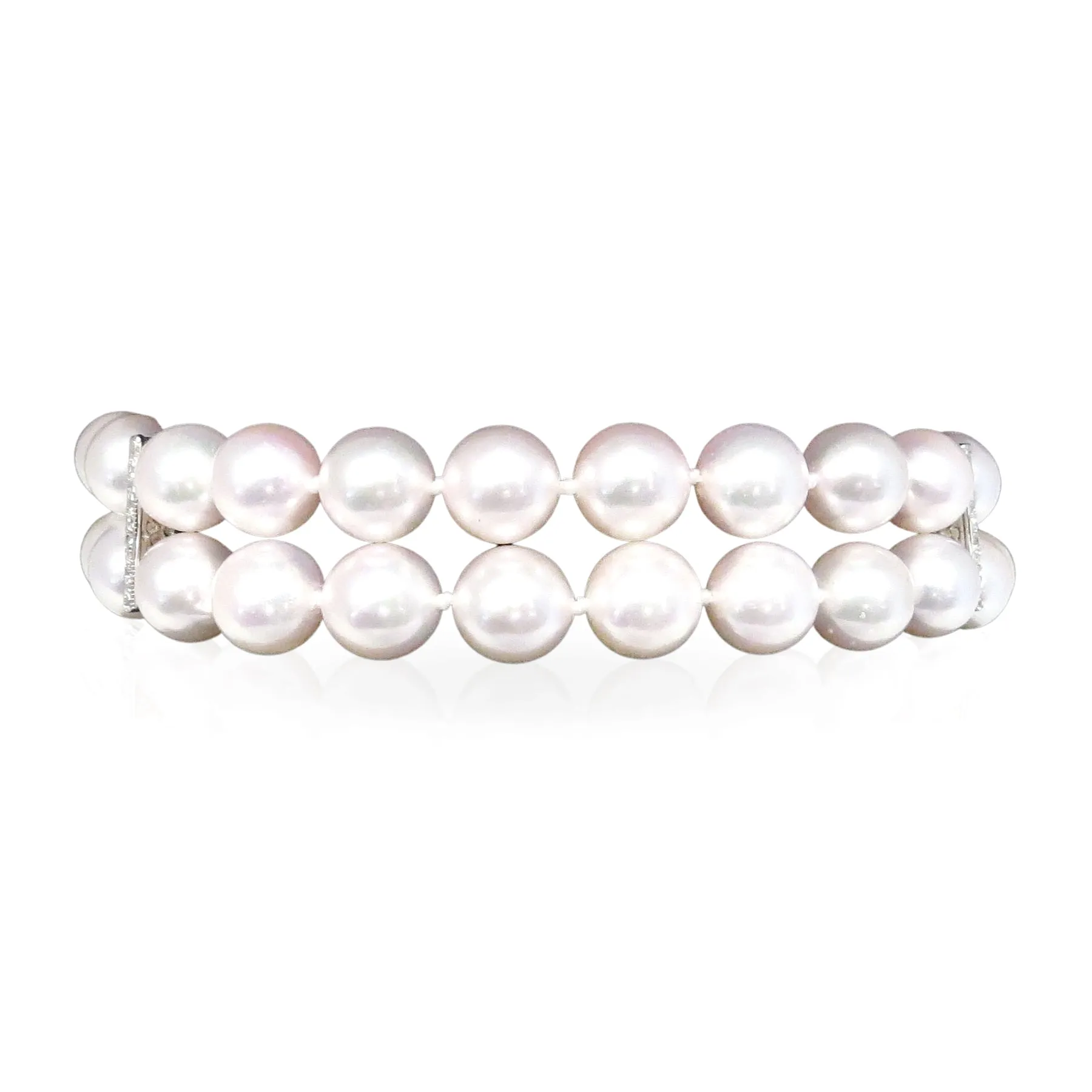 Diamond And Akoya Pearl Double Strand Bracelet