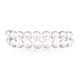 Diamond And Akoya Pearl Double Strand Bracelet