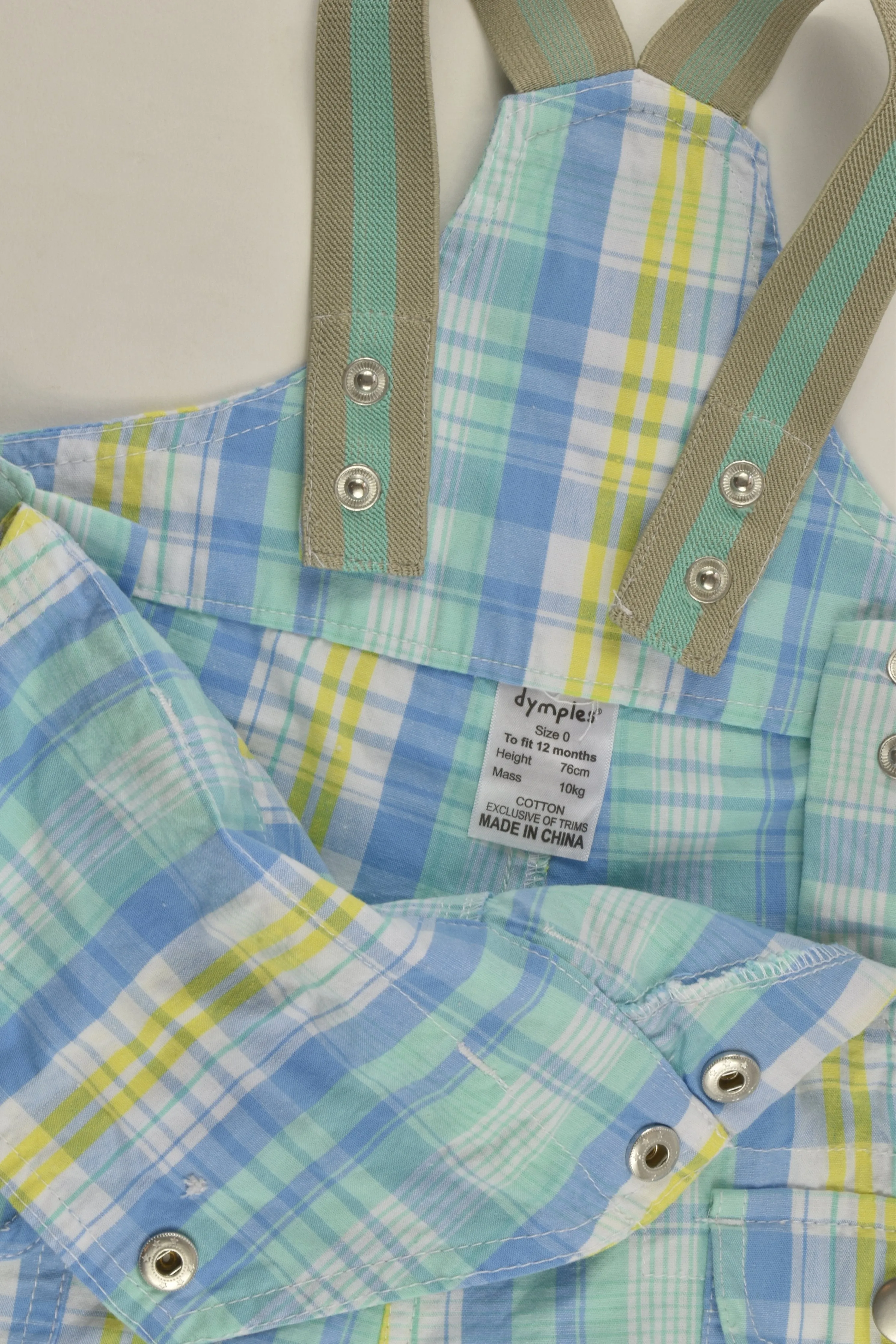 Dymples Size 0 Checked Lightweight Short Overalls