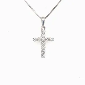Eleven Round Diamond Cross Pendant