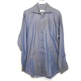 Ermenegildo Zegna Mens Dress Shirt Size 39 15½ Gray White Button-Up Dress Shirt L/s