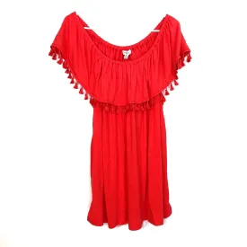 Fever Sleeveless Womens Size 1X Dark Pink Shirt Top Blouse Fringe