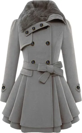 FLITAY Womens Trench Plus Size Casual Pea coat with Belt Hooded Checkered Double Breasted Coat