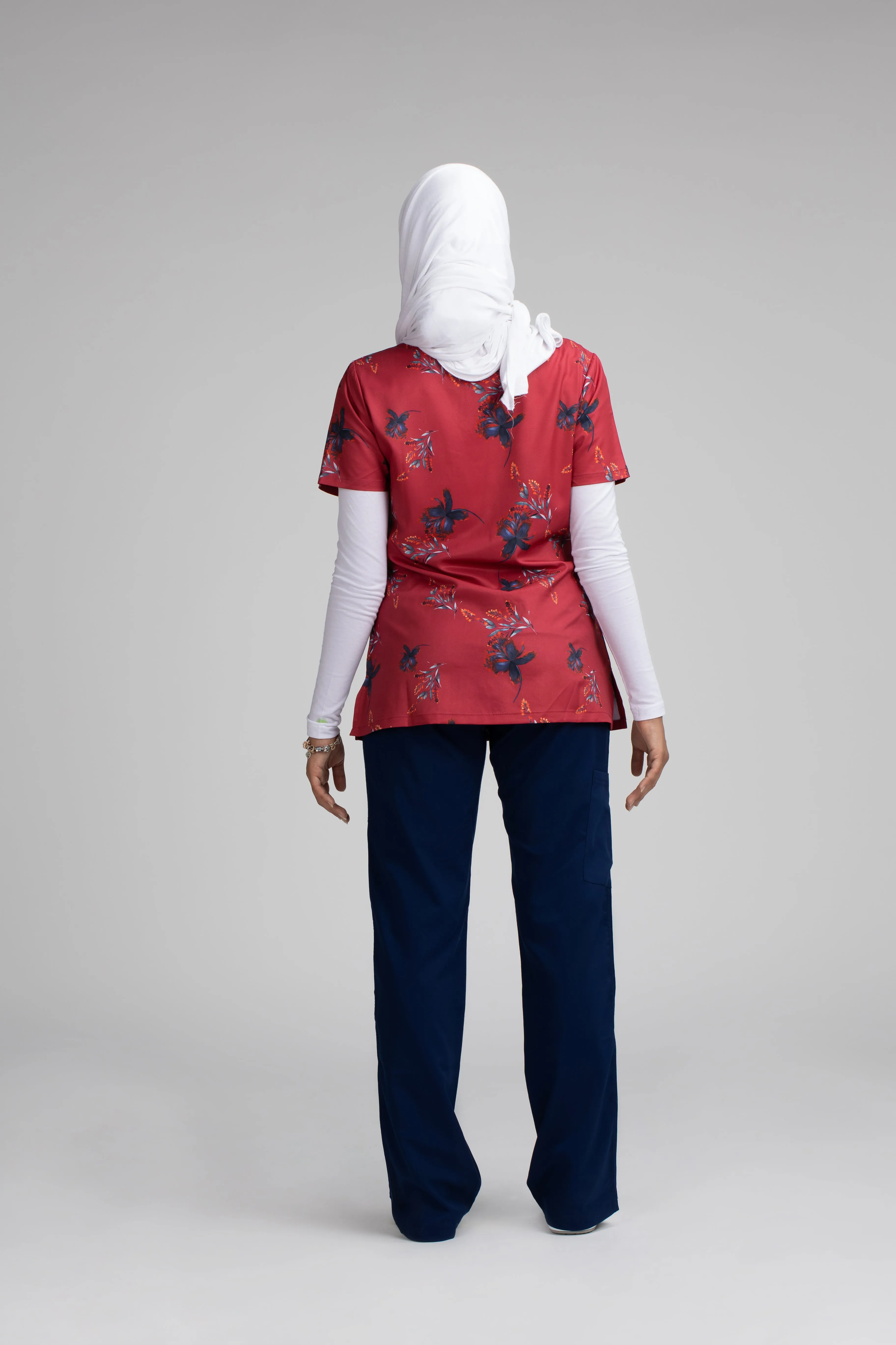 Flora Printed Scrub Top