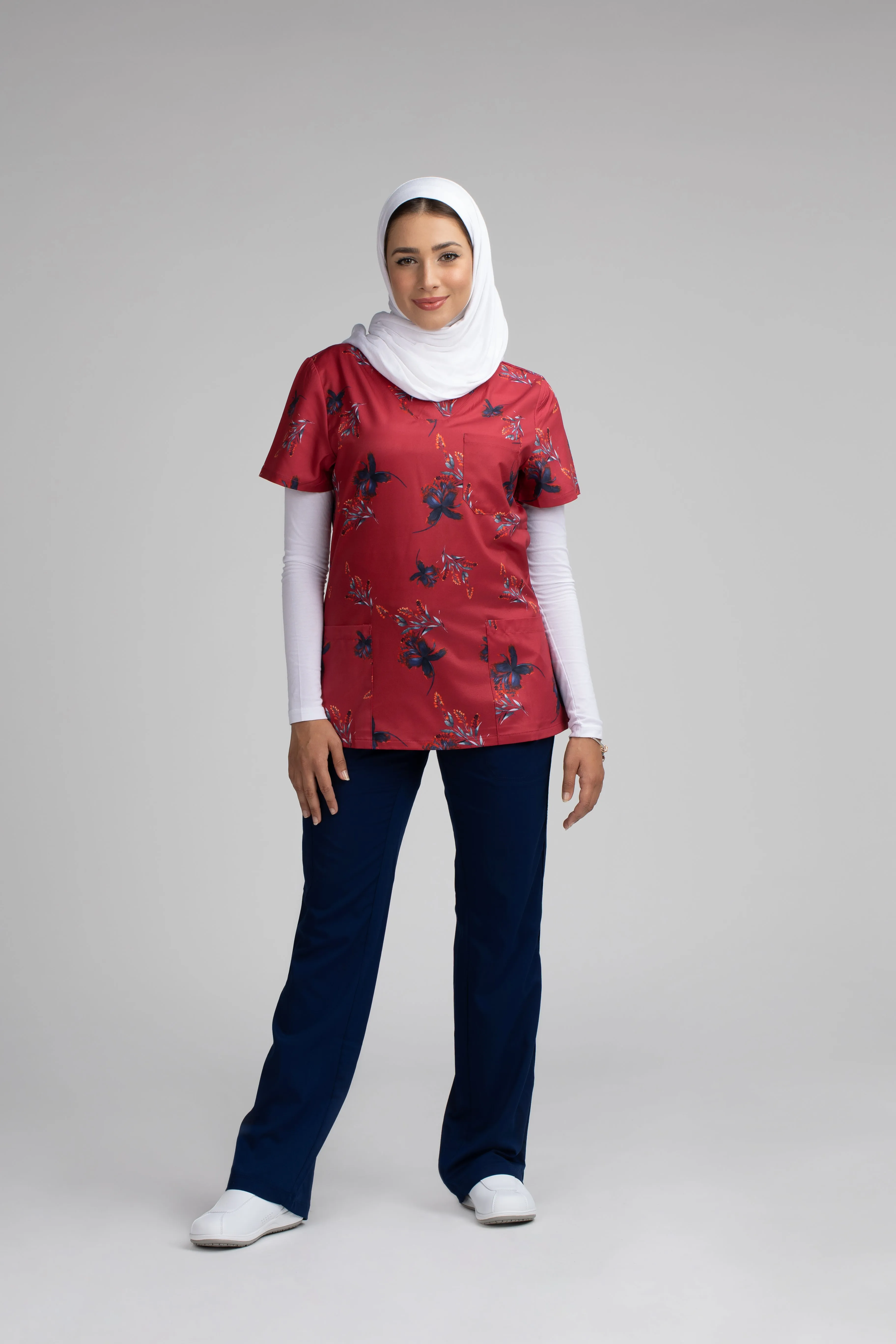 Flora Printed Scrub Top