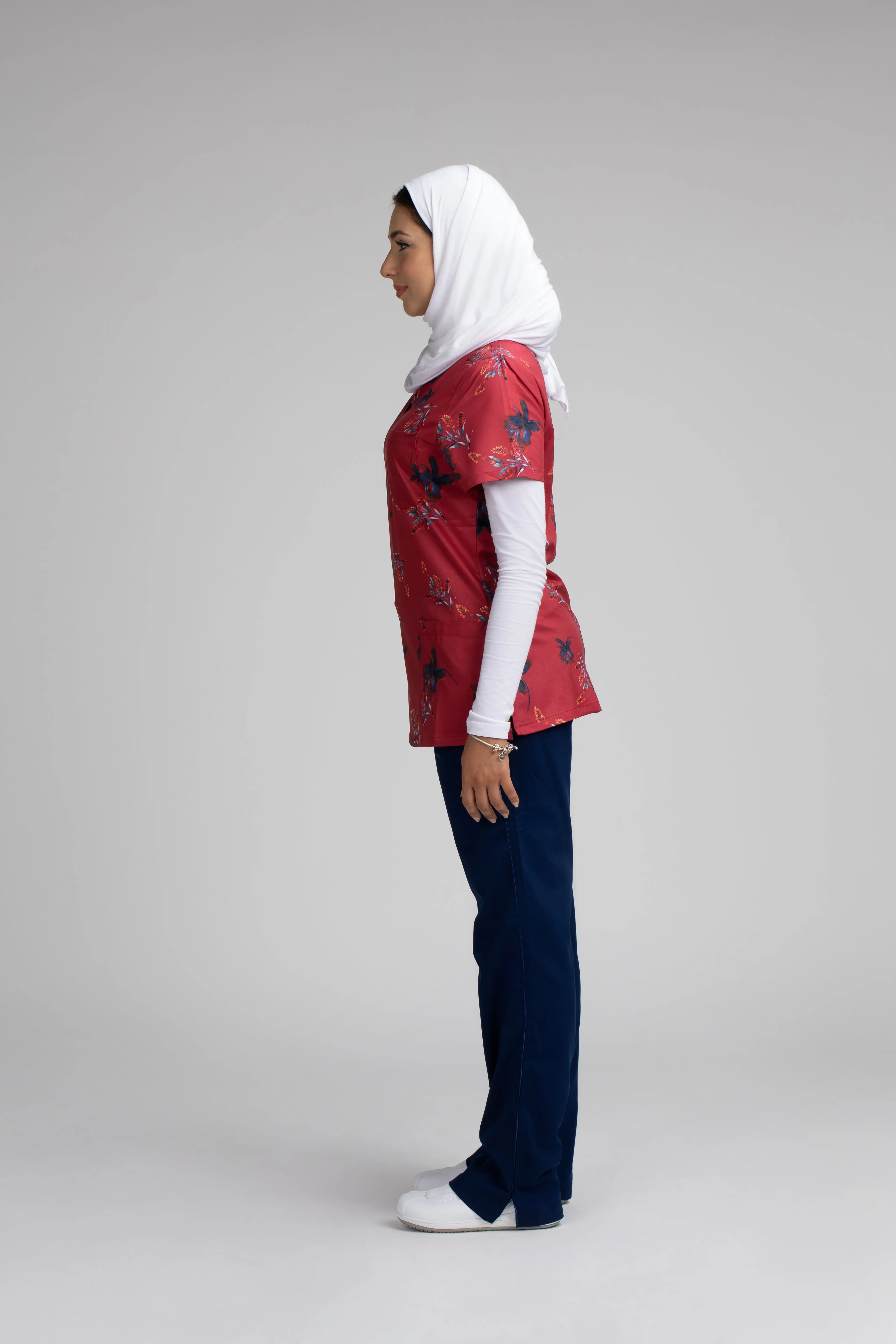 Flora Printed Scrub Top