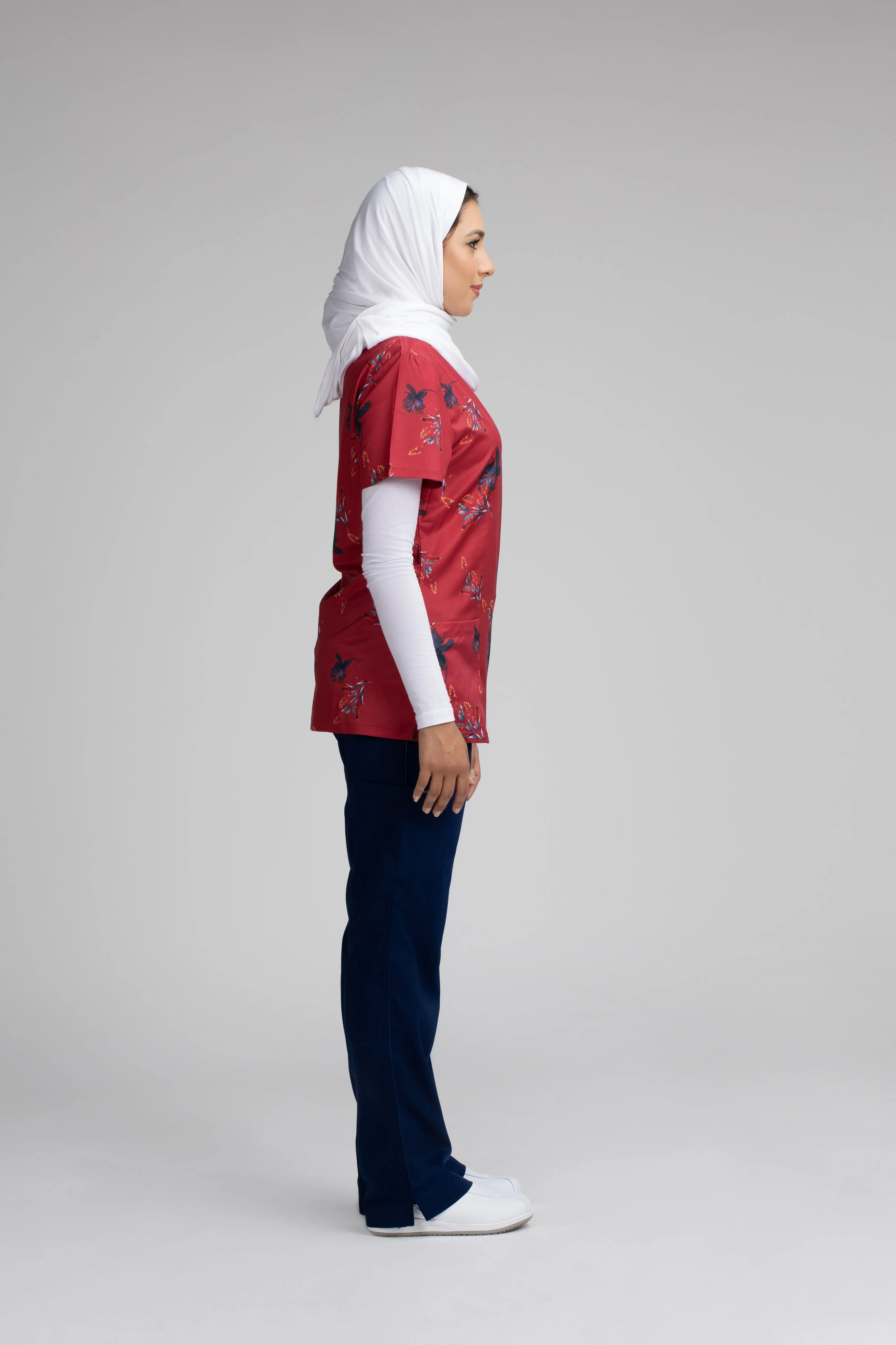 Flora Printed Scrub Top