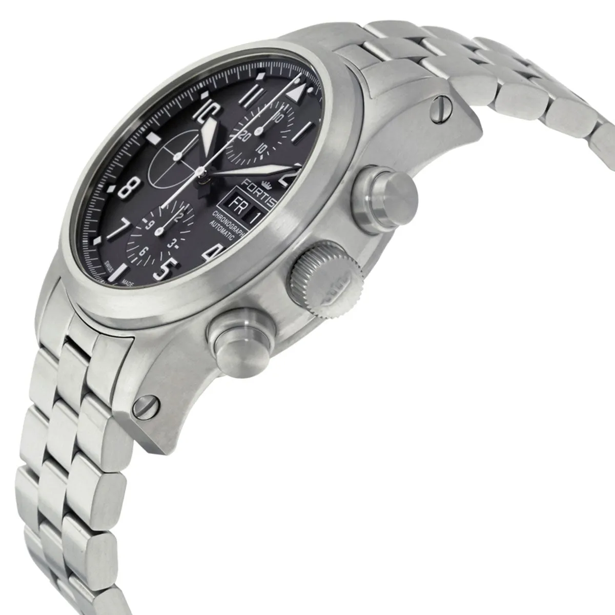 Fortis Aeromaster Automatic Chronograph Stainless Steel Black Dial Day/Date Divers Mens Watch F4040000