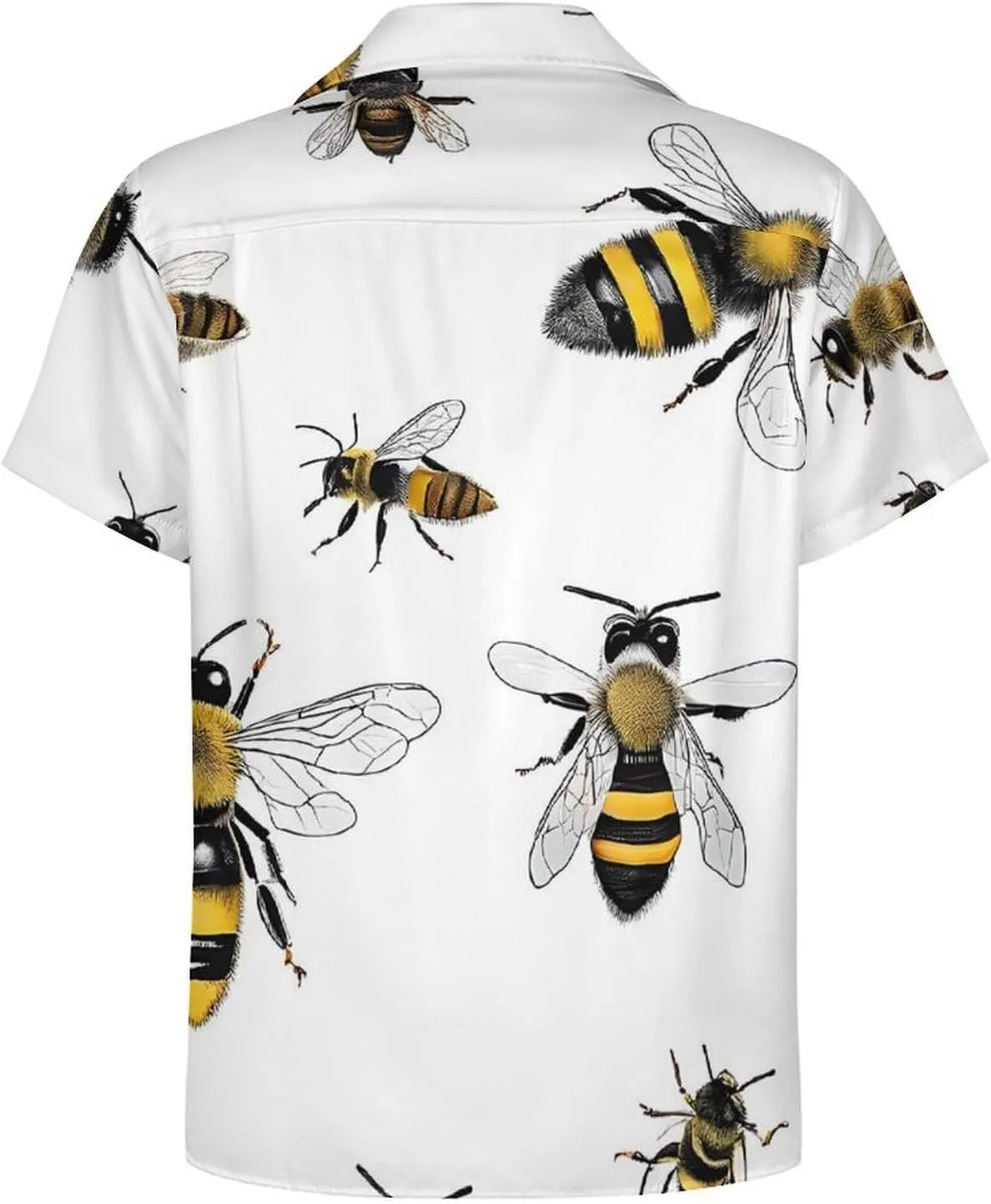 Funny Bees Print Cuban Collar Shirt Classic Design for Comfort and Style