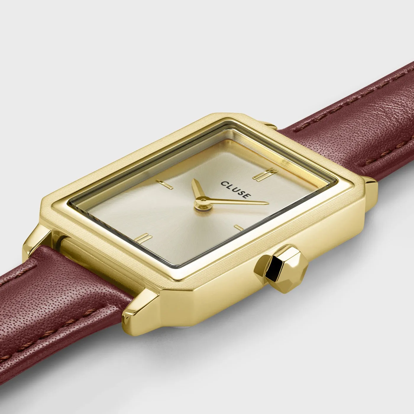 Gold Flüette Leather Watch and Chain Bracelet Gift Set with Box