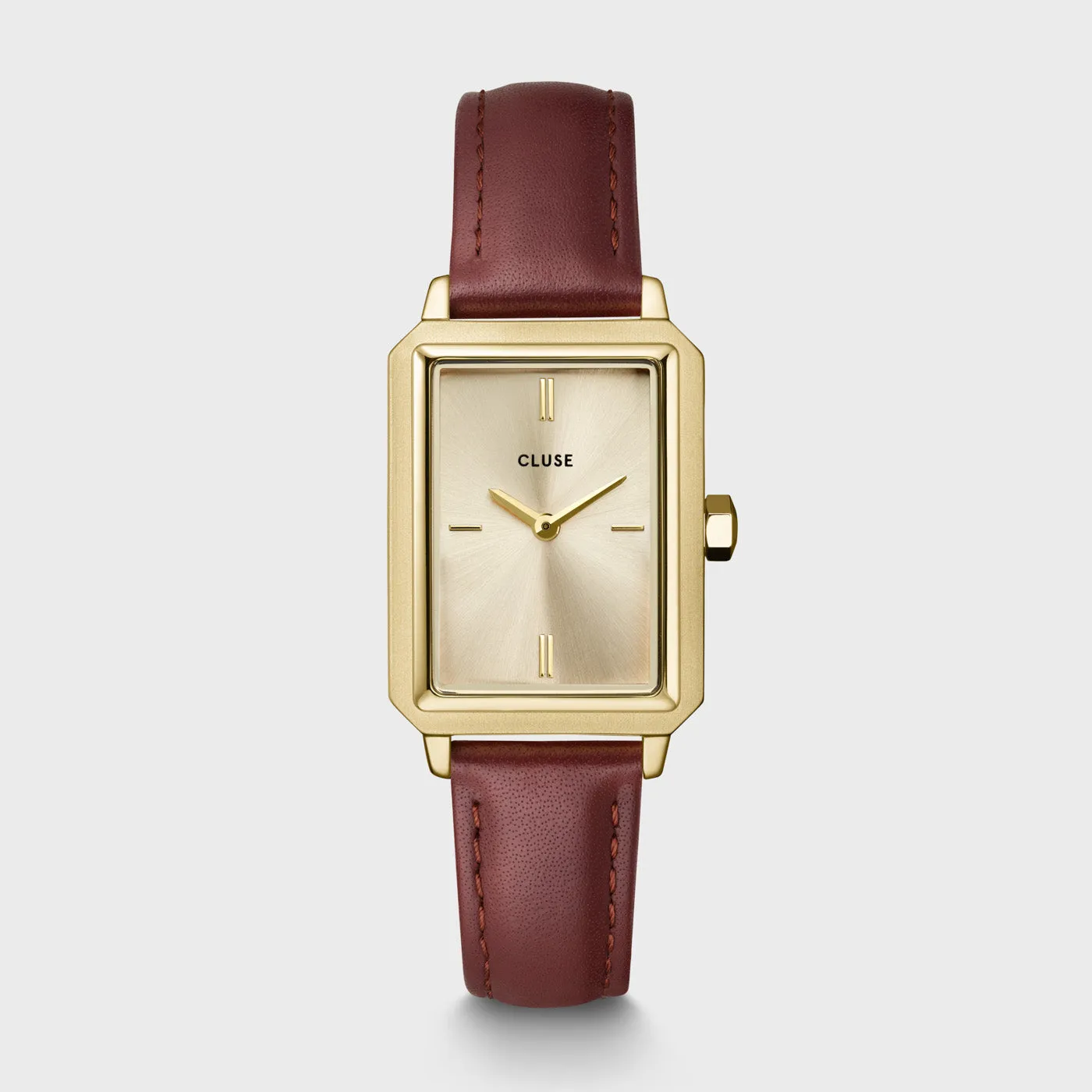 Gold Flüette Leather Watch and Chain Bracelet Gift Set with Box