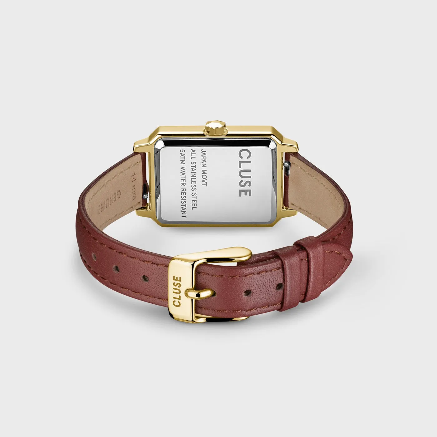 Gold Flüette Leather Watch and Chain Bracelet Gift Set with Box