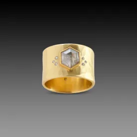 Gray Hexagon Diamond Ring