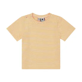 Henry Boys Button Shoulder Tee Mini Yellow Stripe Knit