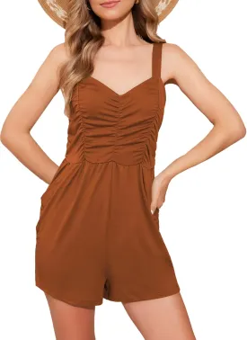 HVT Rompers for Women 2025 Summer V Neck Sleeveless Loose Shorts Jumpsuit One Piece Outfits With Pockets Trendy Clothes