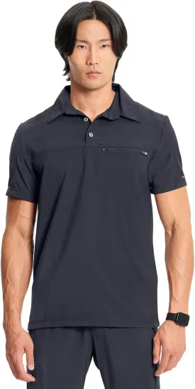 Infinity Cherokee Mens Scrub Top Modern Fit Polo T-Shirt with Zipper Chest Pocket CK825A