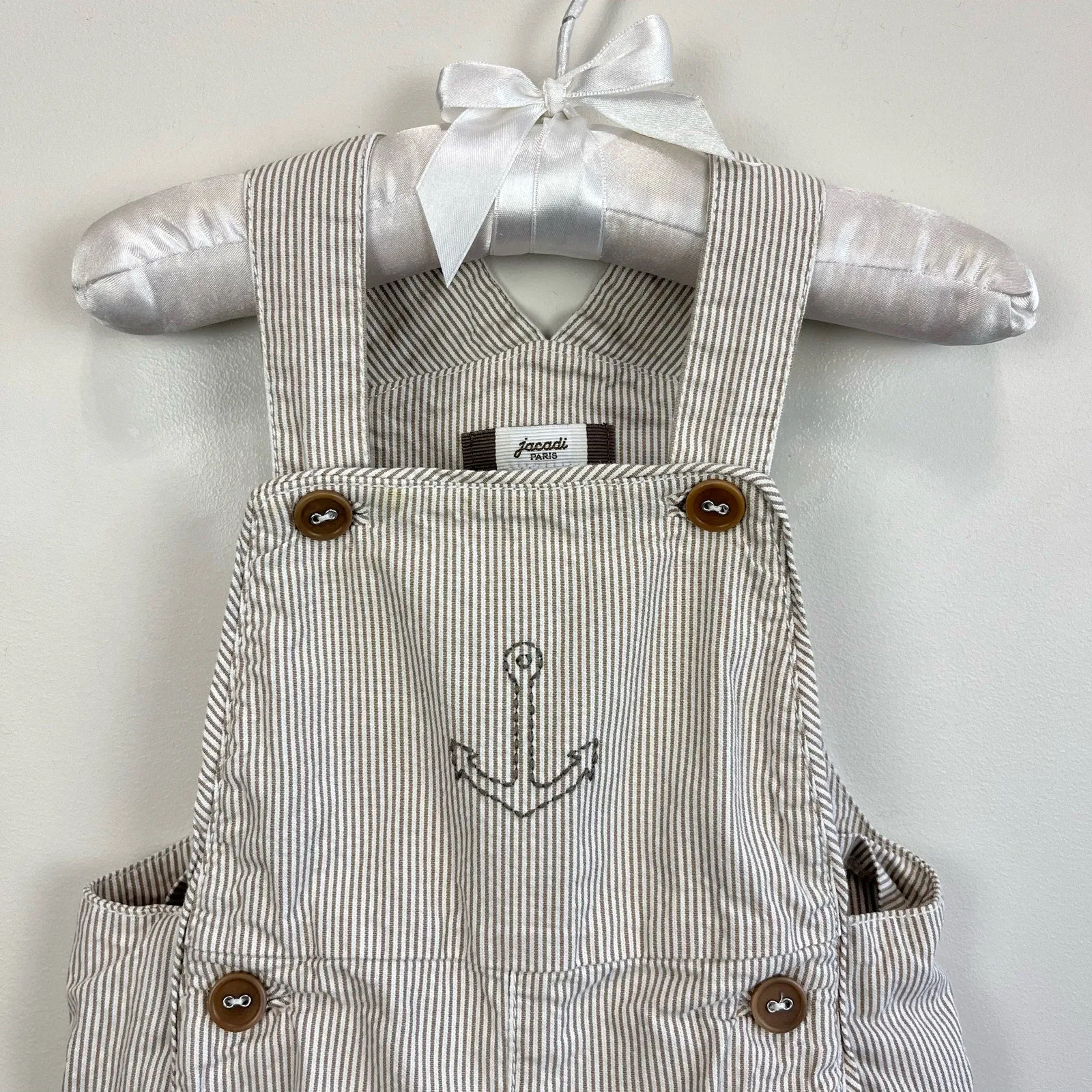 Jacadi Paris Tan Striped Anchor Shortall Set 18 Months
