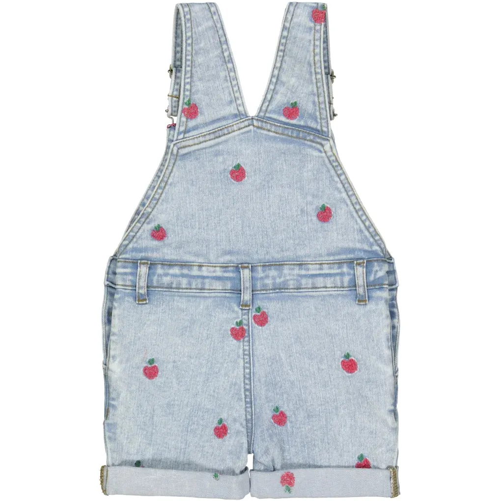 Jayla Denim Overalls - Light Denim Raspberry
